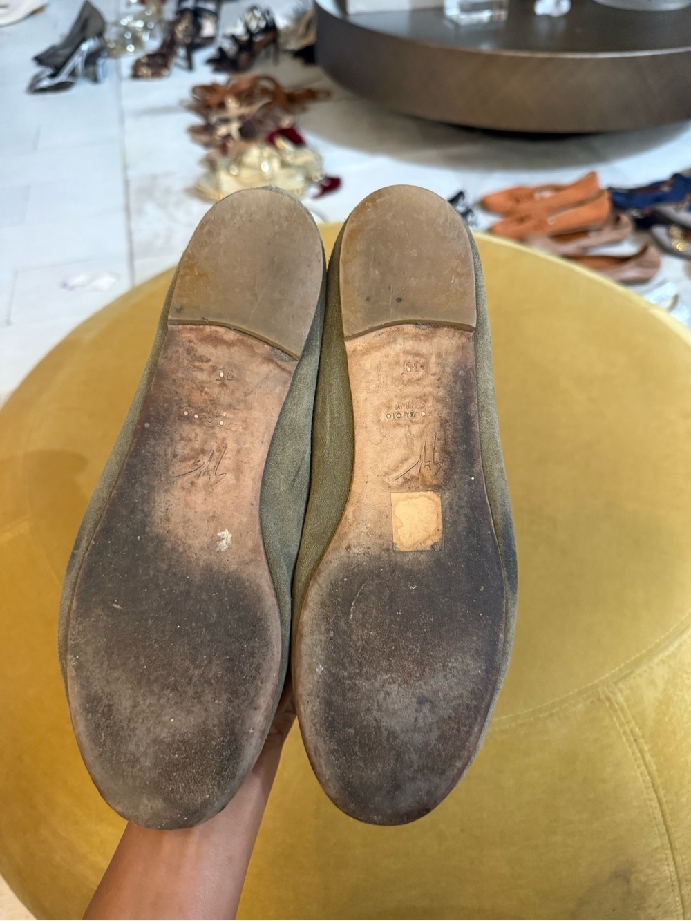Giuseppe Zanotti Gray Suede Ballet Flats with Crystal Skull - Picture 5 of 8